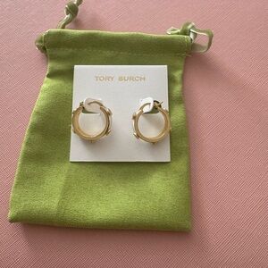 Tory Burch Gold and White Logo Huggies